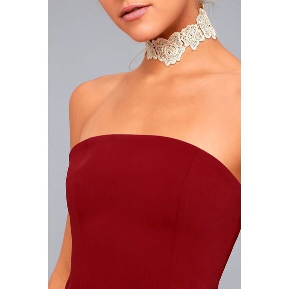 Finders Keepers Lucie Wine Red Midi Dress Size S - Picture 4 of 15